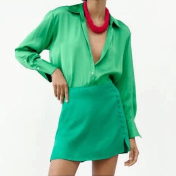 Zara Silk Mini Skirt - Emerald